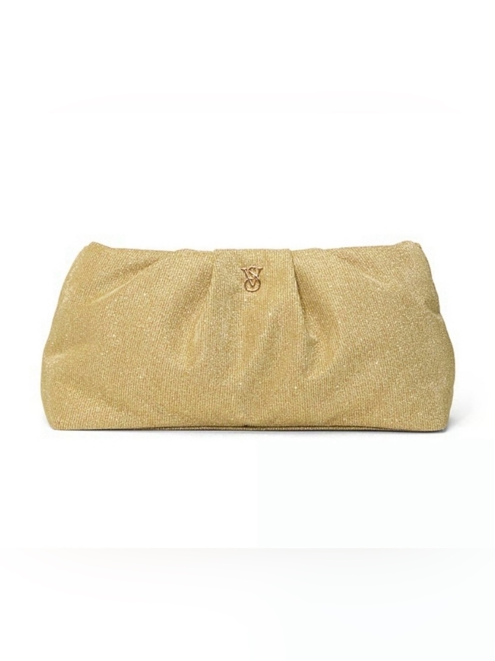 Victoria's Secret shimmer metallic gold clutch makeup bag